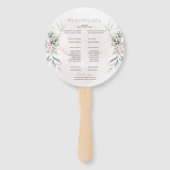 Bruiloft | Bleke roze bloemen Zilveren Sage Leaves Handwaaier (Achterkant)