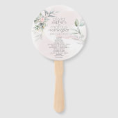 Bruiloft | Bleke roze bloemen Zilveren Sage Leaves Handwaaier (Voorkant)