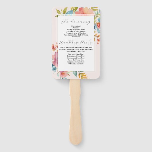 Bruiloft Bloem Hand Fan Modern Florals Programma Handwaaier (Achterkant)