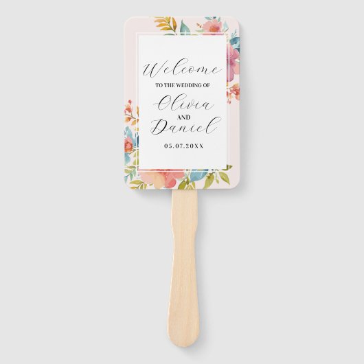Bruiloft Bloem Hand Fan Modern Florals Programma Handwaaier (Voorkant)
