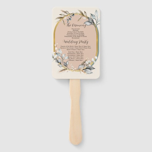 Bruiloft Bloem Hand Fan Romantisch Neutrals Lente Handwaaier (Achterkant)