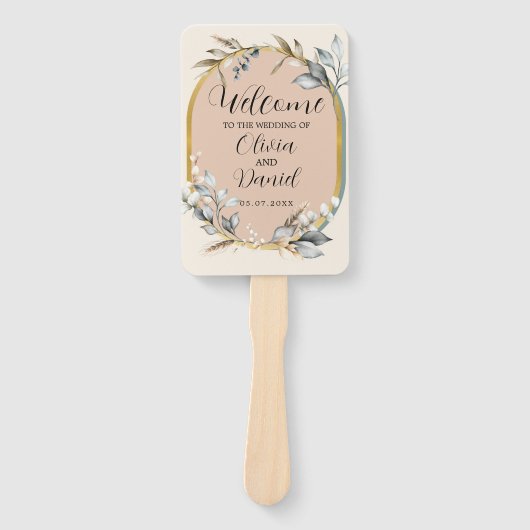 Bruiloft Bloem Hand Fan Romantisch Neutrals Lente Handwaaier (Voorkant)