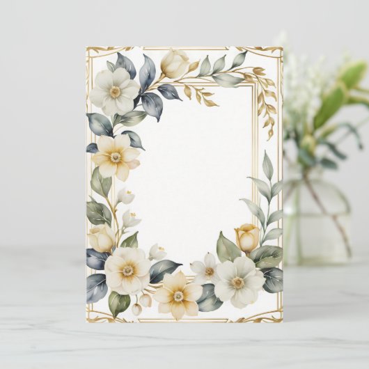 Bruiloft Bloem romantisch Kaart (Staand voorkant)