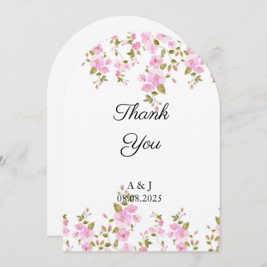 BRUILOFT BLOEMEN BEDANKKAART KAART (Voorkant / Achterkant)