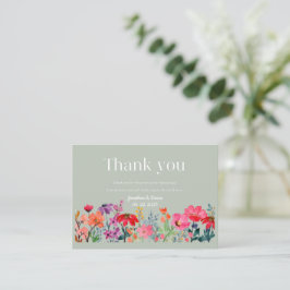 Bruiloft bloemen bedankkaart notitiekaartje
