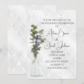 Bruiloft Bloemen Boeket op Damask Kaart (Voorkant / Achterkant)