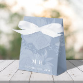 Bruiloft Bloemen Botanisch Blauw Script Typografie Bedankdoosjes