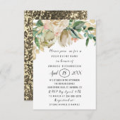 Bruiloft bloemen brunch groene glitters wit kaart (Voorkant / Achterkant)