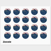 Bruiloft Bloemen Dank u Gold Navy Bourgondië Ronde Sticker (Vel)