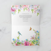 Bruiloft. Bloemen lelies en vogels Bedankkaart (Binnen)