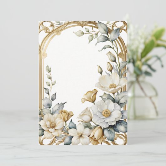 Bruiloft Bloemen lijst Kaart (Staand voorkant)