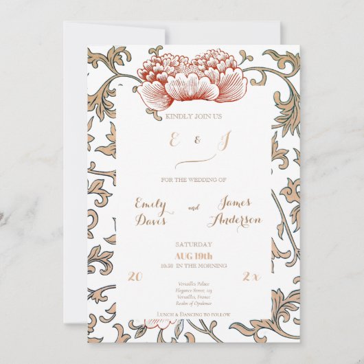 Bruiloft  Bloemen Ornament door Owen Classic Kaart (Voorkant)