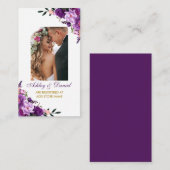 Bruiloft Bloemen Paarse foto Registry Invoegen Kaa Informatiekaartje (Voorkant / Achterkant)