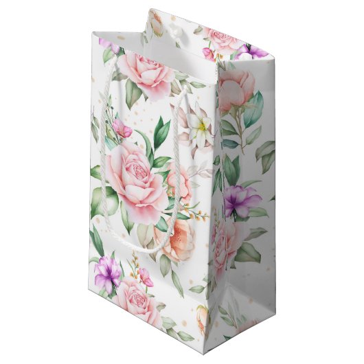 Bruiloft Bloemen Print Gift Bag Klein Cadeauzakje (Voorkant Gekanteld)