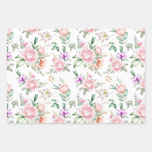 Bruiloft Bloemen Print Wrapping Papier Bladen Inpakpapier Vel (Voorkant 2)