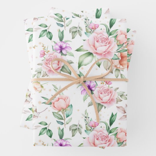 Bruiloft Bloemen Print Wrapping Papier Bladen Inpakpapier Vel (In situ)