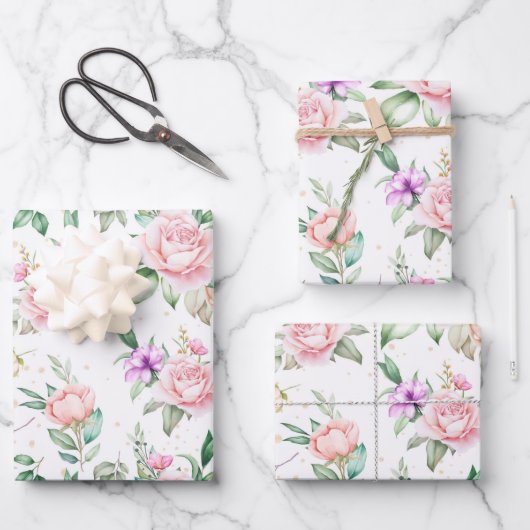 Bruiloft Bloemen Print Wrapping Papier Bladen Inpakpapier Vel (Voorkant)