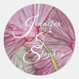 Bruiloft bloemen ronde sticker