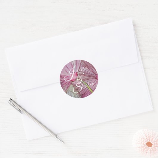 Bruiloft bloemen ronde sticker (Envelop)
