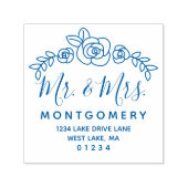 Bruiloft Bloemen Roos Wijnstok Mr & Mrs Retouradre Zelfinktende Stempel (Design)