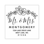 Bruiloft Bloemen Rozen Mr & Mrs Retouradres Rubberstempel (Afrduk)