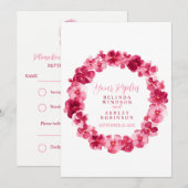 Bruiloft bloemenkrans panty rode RSVP antwoordkaar Kaart (Voorkant / Achterkant)