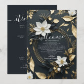 Bruiloft Bloemenkrans Welkomstbrief & Reisprogramm Kaart (Voorkant / Achterkant)
