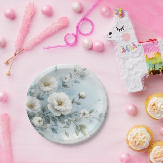 Bruiloft bloemenpatroon papieren bordje (Feest)