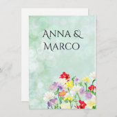Bruiloft bloemenuitnodiging kaart (Voorkant / Achterkant)