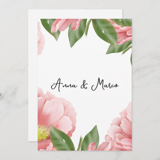 Bruiloft bloemenuitnodiging kaart (Voorkant / Achterkant)