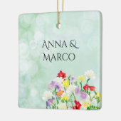 Bruiloft bloemenuitnodiging keramisch ornament (Links)