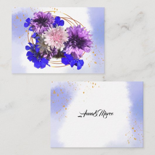Bruiloft bloemenuitnodiging notitiekaartje (Voorkant / Achterkant)