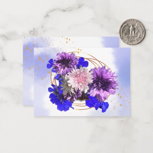 Bruiloft bloemenuitnodiging notitiekaartje (Voorkant / Achterkant in situ)