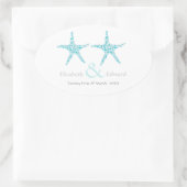 Bruiloft Blue Aqua Starfish Beach Save the Date Ovale Sticker (Tas)