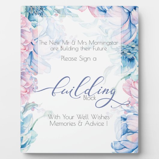 Bruiloft | BLue Pink Peonies Fotoplaat (Voorkant)