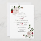 Bruiloft | Blush Dusty Roos en Cabernet Floral Kaart (Voorkant)