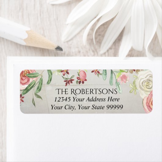 Bruiloft Blush Ivoor Rozen Houten | Retouradres Etiket (Insitu)