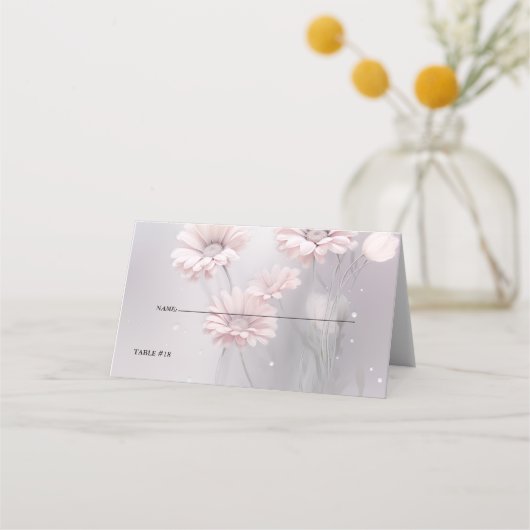 Bruiloft | Blush Pink Daisies Plaatskaartje (Voorkant)