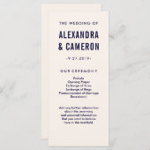 bruiloft | Blush Pink en Navy Text Program Programmakaart (Voorkant / Achterkant)