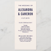 bruiloft | Blush Pink en Navy Text Program Programmakaart (Voorkant)