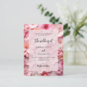Bruiloft blush roze bloemen elegant uitnodiging briefkaart (Staand voorkant)