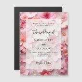 Bruiloft blush roze bloemen elegante luxe magnetische uitnodiging (Voorkant / Achterkant)