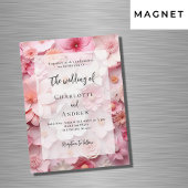 Bruiloft blush roze bloemen elegante luxe magnetische uitnodiging