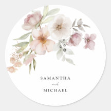 Bruiloft Blush Roze Bloemen Sticker