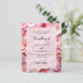 Bruiloft blush roze florals budget uitnodiging (Staand voorkant)
