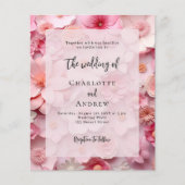 Bruiloft blush roze florals budget uitnodiging (Voorkant)