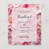 Bruiloft blush roze florals budget uitnodiging flyer (Voorkant)