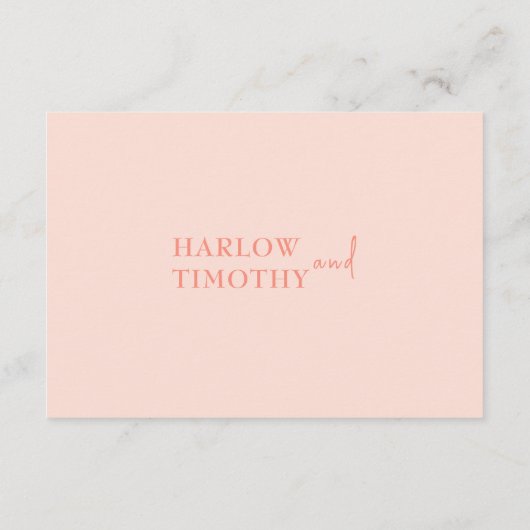 Bruiloft blush roze haard QR code bijsluiter kaart (Achterkant)