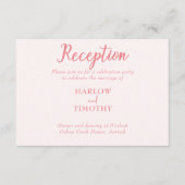 Bruiloft blush roze Monogram Receptie detail Informatiekaartje (Voorkant)