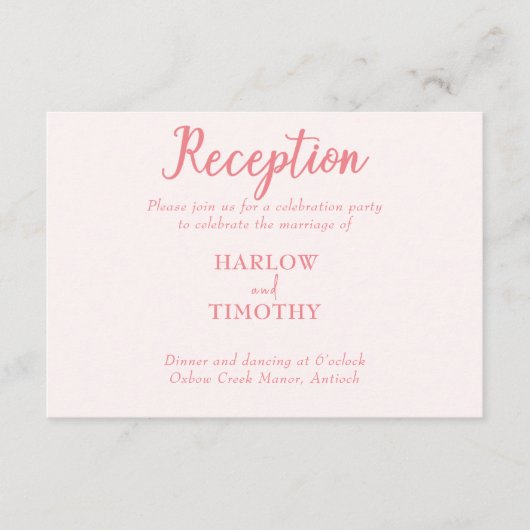 Bruiloft blush roze Monogram Receptie detail Informatiekaartje (Voorkant)